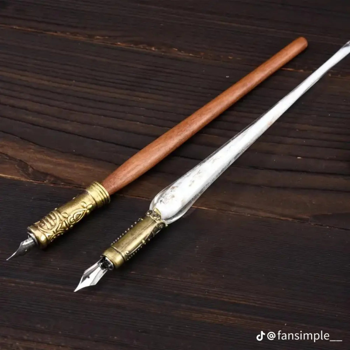 Wooden and glass-handled dip pens