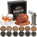 Coffret fumoir à whisky avec chalumeau, deux verres, moules à glaçons et six variétés de copeaux de bois